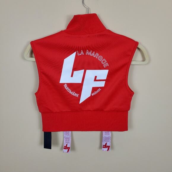 LF the Brand Cropped Branded Logo Vest in Red Size S - Picture 10 of 12